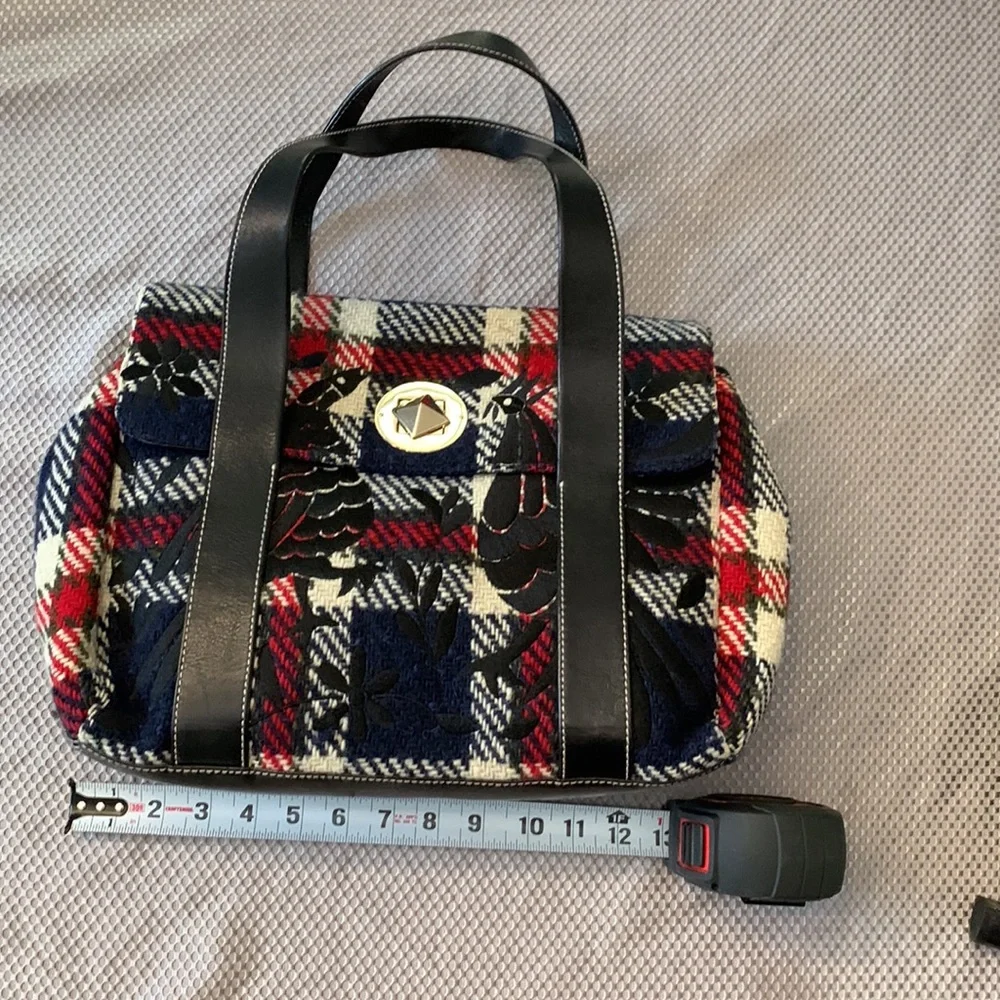 Kate Spade Plaid Satchel in Plaid (colors-black, dark nay, red, off white).